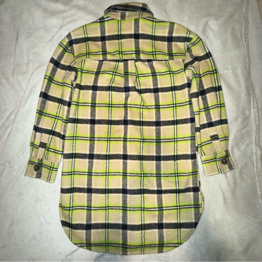 BP Brushed Plaid Oversize Shirt Jacket shacket XS- Green and Gray - Picture 5 of 12